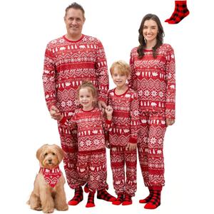 PATPAT Christmas Family Matching Pajama Sets Includes Christmas Socks - Perfect for Family Photos & Holiday Celebrations (White, XXL)
