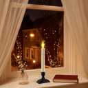 6 Pcs Sensor Dawn to Dusk Window Candles, Flickering Battery Candles for Windows, Ultra Bright Fake Candle Lights with Black Holders, Led Candlesticks for Xmas Home Decor, Warm Yellow Light