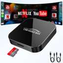 Wireless Carplay Adapter with Netflix YouTube, 2025 Car Play Video Box & Android Auto Dongle Plug & Play,Convert Wried to Wireless CarPlay for Cars from 2016 and iOS 10+ & TF Card (Black)