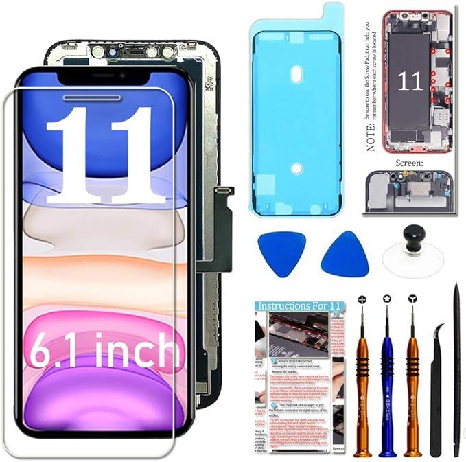 Screen Replacement for iPhone 11 Screen Replacement kit for iPhone 11 A2111 A2223 A2221 LCD Display digitizer Touch Screen Assembly with Repair Tools 6.1 inch Black