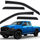 Lightronic 94101 Extra Durable Outside-Mount Auto Vent Window Visors, Fits 2009-2010 Dodge Ram 1500, 2011-2018 Ram 1500, 2019-2024 Ram 1500 Classic, Quad Cab, Original Wind Deflector, Smoke, 4-Pcs