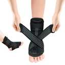 Plantar Fasciitis Night Splint, Upgraded With 4 Adjustable Straps for Plantar Fasciitis Relief Brace, Relief Brace for Foot Drop, Heel Pain, Achilles Tendinitis (Black - 1pc)