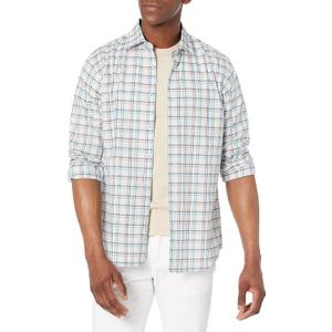 Men's Long Sleeve Multi Plaid Button Down Shirt (Navy/Green)