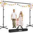 EMART Portable Backdrop Stand Kit with Foldable Cross Flat Base, Adjustable 8.5ft Height 10ft Width Pipe and Drape Background Hanging Frame Bar for Photography Party Wedding Birthday Photo Studio