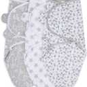 The Peanutshell Baby Swaddle Blankets for Boys or Girls, Grey Safari Animals & Stars, 3 Pack Wrap Set (Medium/Large)
