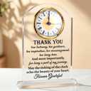 Wenqik Thank You Gifts Glass Clock for Women, Boss, Men with Wooden Warm Light Base Appreciation Gifts for Friend, Teacher, Coworkers, Inspirational Quotes Glass Clock Desk & Home Decor