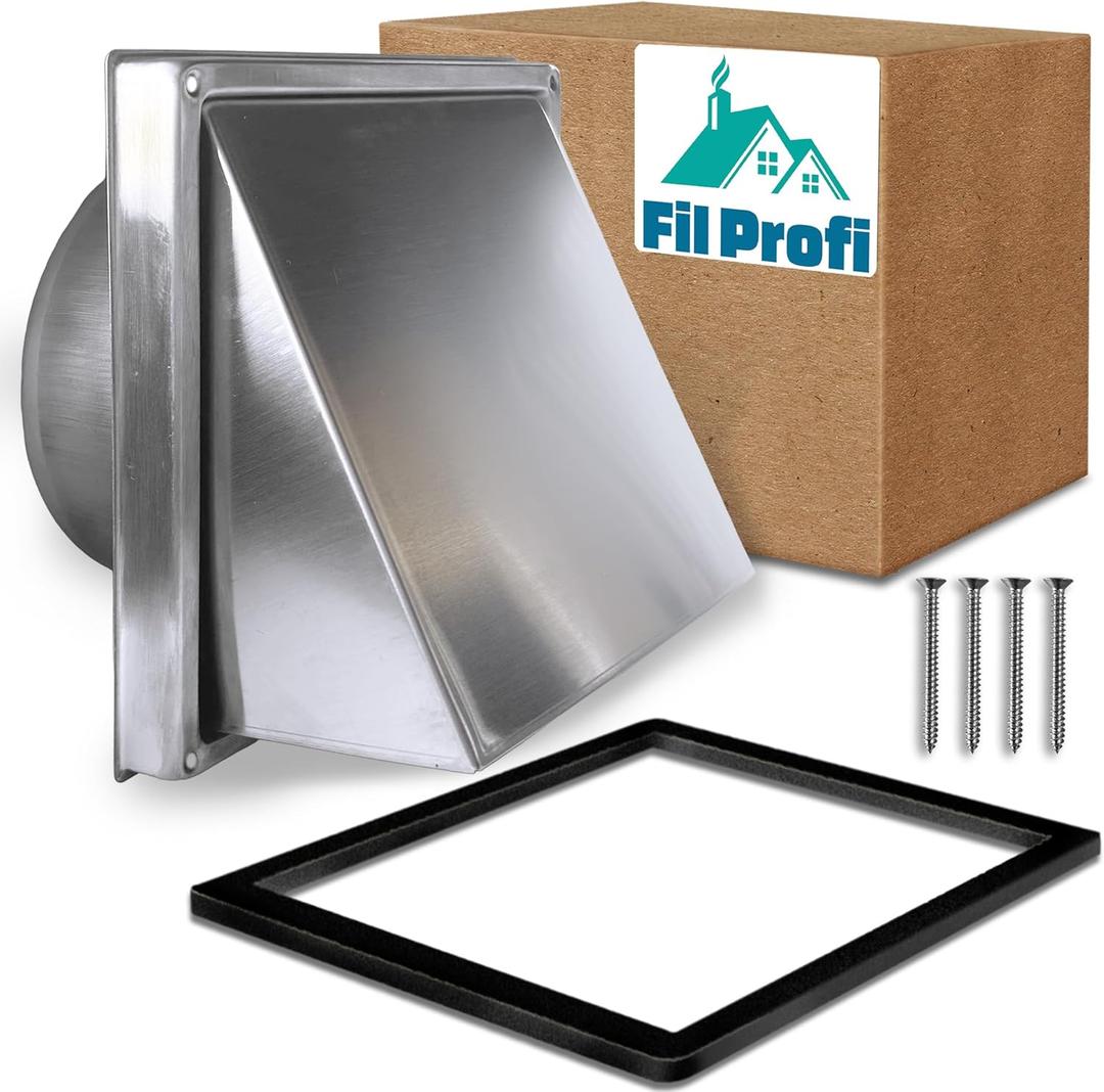 (6 inch) Wall Mounted Vent Cover with Magnetic Lock. Exhaust Duct Kit for Outdoor Use. Deflector for Kitchen Fan.