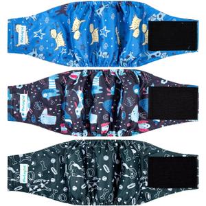 Paw Legend Washable Dogs Diapers Male Dog Belly Bands for Male Dogs Diapers Reusable Puppy & Doggie Diapers Male (3 Pack, Medium)