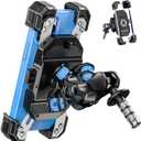 Motorcycle Fork Stem Phone Mount with Vibration Dampener, Motorcycle Cell Phone Holder with Aluminum Alloy Anti-Theft Short Arm, Fit 12mm to 25.4mm Diameter Stem Tubes, for 5.5"-7.2" Phones