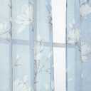 SMILE WEAVER Kitchen Curtains Tiers and Valances Set 3 Piece,Floral Short Semi Sheer Linen Curtains for Bedroom/Living Room,Light Filtering Window Drapes for Bathroom(Blue,52Wx18L&26Wx36L)
