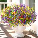 Yastouay Artificial Flowers for Outdoors UV Resistant, 27 Bundles Realistic Outdoor Artificial Plants & Flowers, Fake Outdoor Flowers Plants for Front Porch Window Box Garden Decoration