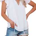 Dokotoo Women's Casual Boho Floral Printed V Neck Tops Drawstring Short Long Sleeve T Shirt Blouses
