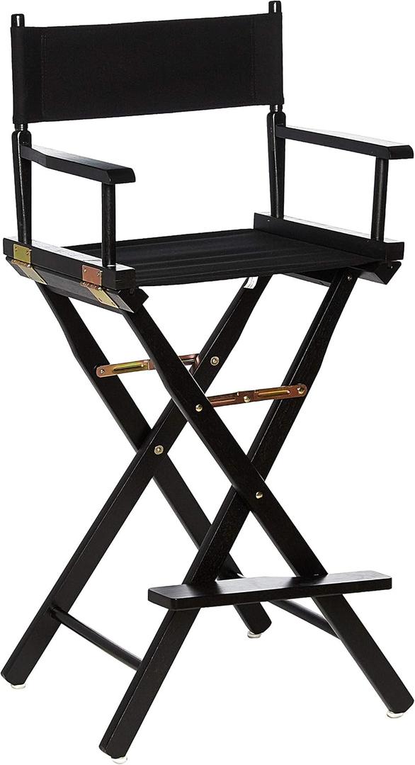 Casual Home Director's Chair ,Black Frame/Black Canvas,30" - Bar Height, 30 in