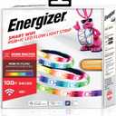 Energizer Smart RGB+IC LED Light Strip, 100 Foot Indoor Wi-Fi Color Flow LED Light Strip, Sound Reactive, Remote Access, Voice Control with Alexa, Siri, Google, Grouping, Scheduling, No Hub Required