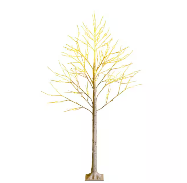 Pre-lit 6ft White Twig Birch Tree for Christmas Holiday w/96 LED Lights