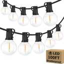 100FT Outdoor G40 LED Globe String Lights Dimmable Waterproof Shatterproof Patio Lights with 104 Bulbs Connectable Commercial Hanging Light for Christmas Patio House Backyard Balcony Party(Black) (100FT-100 Sockets-Warm White)