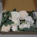 Ling's Moment 2pcs White Wedding Artificial Floral Swag Welcome Sign Flowers Backdrop Garland Green for Ceremony Reception Door Wall Easel Home Decoration Entryway Faux Outdoor Board Table Decor