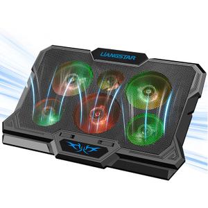 Laptop Cooling Pad, Laptop Cooler with 6 Quiet Fans RGB 7 Color Light for 15.6-17 Inch Laptop Cooling Fan Stand, Portable Slim USB Powered Gaming Laptop Cooling Pad, Switch Control Fan Speed(Black)