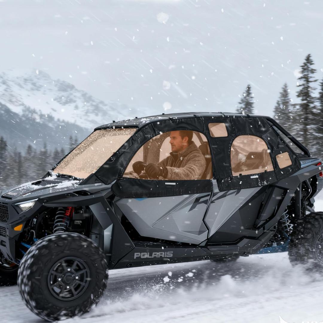 Cab Enclosure Upper Doors for Polaris RZR PRO, Against Cold Wind, Zipper Roller Design, Fit Side Mirrors & Front Windshield, Compatible with RZR PRO XP 4 & 2022-2024 RZR Turbo R 4