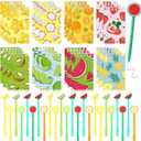 Yeaqee 48 Pieces Fruit Mini Notebooks and Ballpoint Pens Summer Fruit Them Party Favors Cute Journal and Pens Set Piata Fillers Gifts for Kids Adults School Office Party Supplies Classroom Prizes