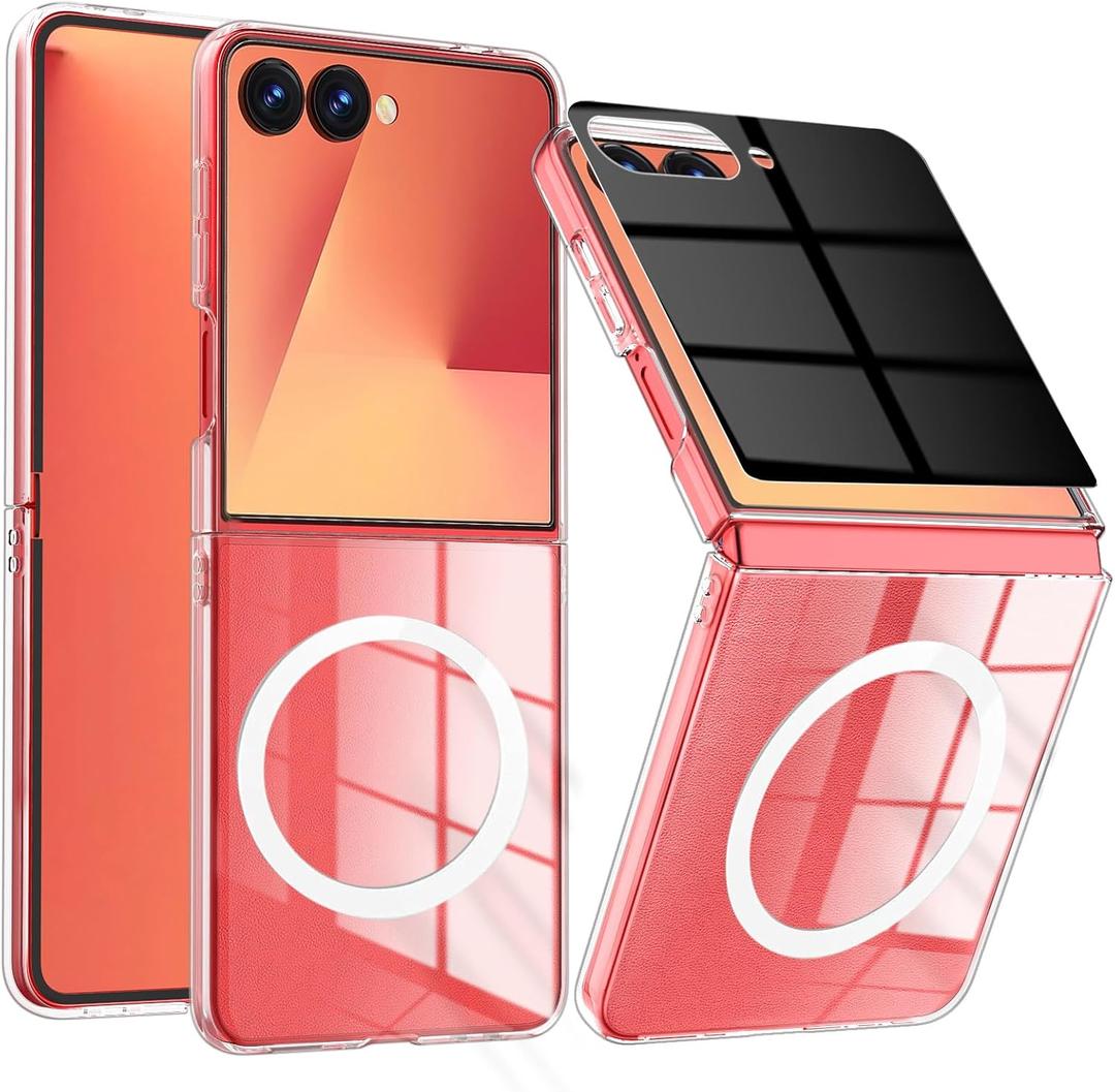 for Samsung Galaxy Z Flip 7 Case with Privacy Screen Protector,Magnetic Galaxy Z Flip7 Phone Case,TPU Bumper Hard PC Ultra Slim Cover for Samsung Galaxy Flip z 7 5G - Crystal Clear