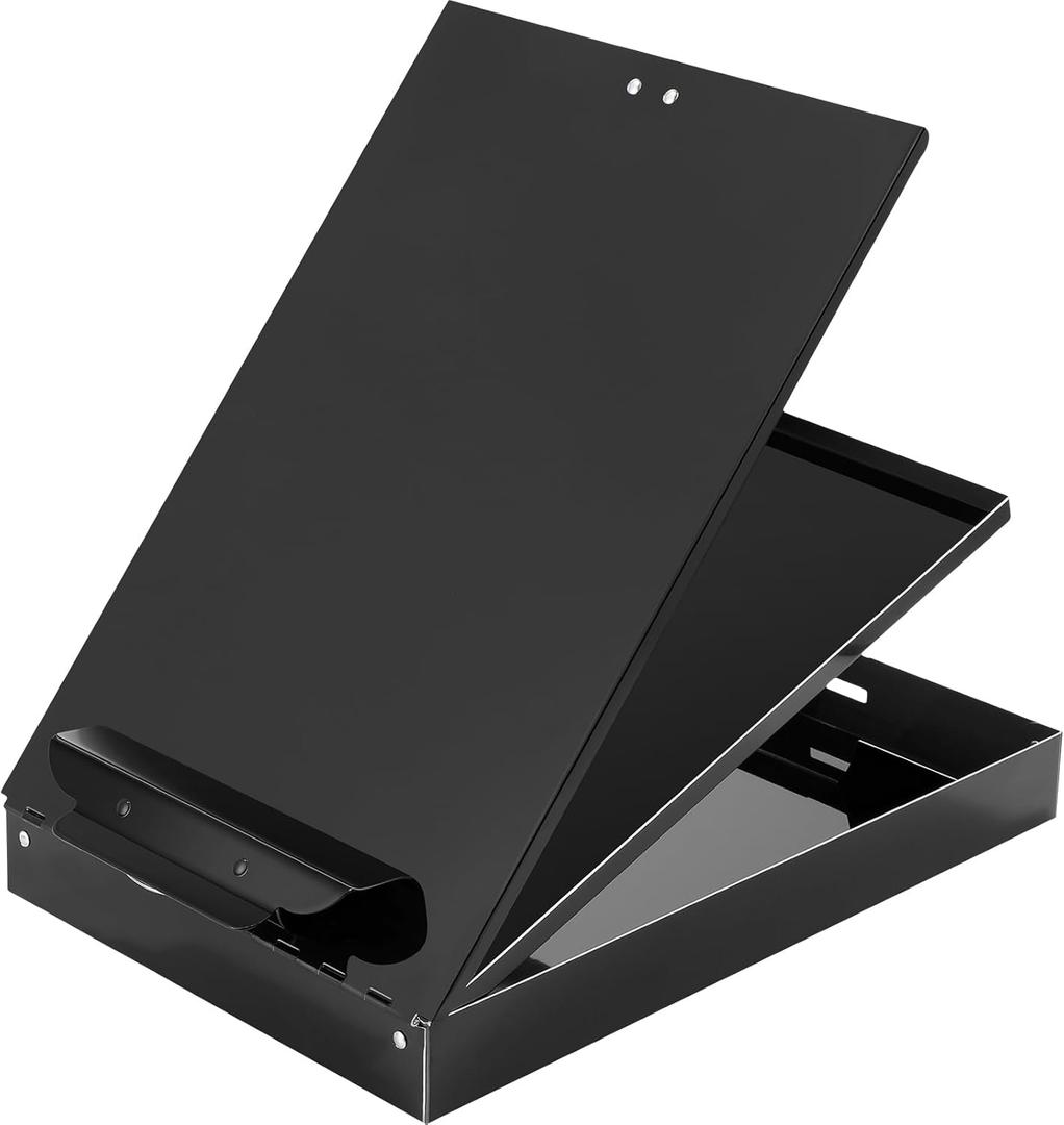 Janlaugh 1 Pieces Metal Storage Clipboard Letter Size Heavy Duty Aluminum Clip Board 14'' x 9.06'' x 2.95'' Contractor Clipboard Dual Storage Form Holder Paper Holder with High Capacity Clip