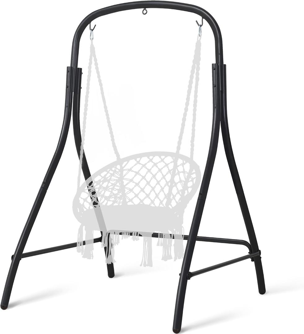SUNCREAT Hammock Chair Stand, Heavy-Duty Steel Hammock Stand, 400 lbs Capacity, Adjustable Height, Dual-use Swing Stand for Outdoor Indoor, Hammock Chair not Included, Black