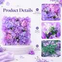 16 Pcs Purple Artificial Flower Wall Panels, Realistic Silk Floral Backdrop with Tiered Petals, 13.8 x 13.8 in for Wedding Decor, Romantic Event Decor, Photo Booth Backgrounds