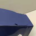 iDesign Small Plastic Bathroom Trash Can, Slim Rectangle Garbage Bin for Bedroom, Office, Dorm, Navy Blue