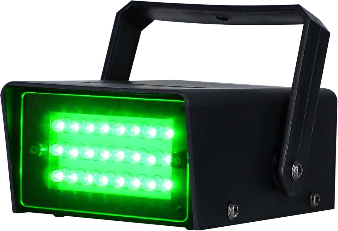 ENUOLI Mini LED Strobe Light Green Color with 24 Super Bright LEDs Variable Speed Control for Christmas Clubs Stage Light Effect DJ Disco Bars Parties Halloween (Green Color)