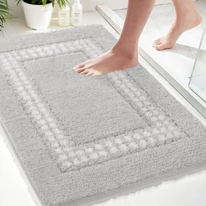 Gray Bathroom Rugs 20x31, Non Slip Washable Bath Mats,Super Soft Microfiber Bathroom Mats, Plush Fluffy Absorbent Bath Rugs for Sink Tub Basin Shower Floor (Grey)