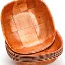 Elsjoy 8 Pack 8 Inch Wooden Woven Salad Bowl, Reusable Square Serving Bowl Woven Wood Mixing Bowl Set, Unbreakable Snack Bowls for Salad, Fruits, Snacks