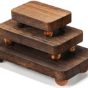 Maitys 3 Pcs Wooden Risers for Display Pedestal Stand Wooden for Decor Farmhouse Vintage Rustic Stackable Kitchen Stand Tray Riser, 3 Sizes(12 x 6.7, 8 x 4.7, 4 x 2.8 In,Brown)