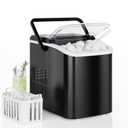 DUMOS Countertop Ice Maker with Handle, 26lbs/24H Portable Ice Machine, 9 Bullet Ice Cubes Ready in 6 Mins, Self-Cleaning, Quiet Compact Ice Maker for Home, Kitchen, RV, Camping, Black (12.5"*11.6"*8.8")