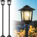 63" Aluminum Solar Lamp Post Light 2Pack, Solar Light Posts for Outside Waterproof, Outdoor Lamps for Patio, Backyard, Front Porch Decor, Warm White, Replaceable Bulb