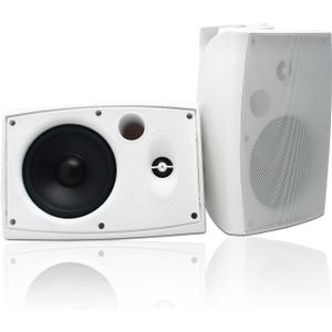 Herdio 6.5 Inches Indoor Outdoor Bluetooth Speakers Waterproof Wired 400 Watts with Powerful Bass,2 Way Wall Mount Speakers All-Weather Durability for Patio Home Deck Porch Backyard(Pair,Withe) (White)