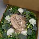 Green Eucalyptus Wreath with Flower and Welcome Sign, 20" Artificial Spring Summer Decorations for Front Door Wall Window Farmhouse Porch Patio Garden Decor