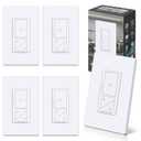 BESTTEN 5 Pack Super Slim Digital Dimmer Light Switch with Screwless Wallplate, Single Pole or 3 Way Dimmer with Air Gap Power Cut Off Switch, 3 Button Control, ETL Listed, White
