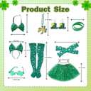 2 x St. Patrick's Day Costume for Girls & Women, Green Shamrock Tutu Skirt with Socks & Accessories (Age 14+)