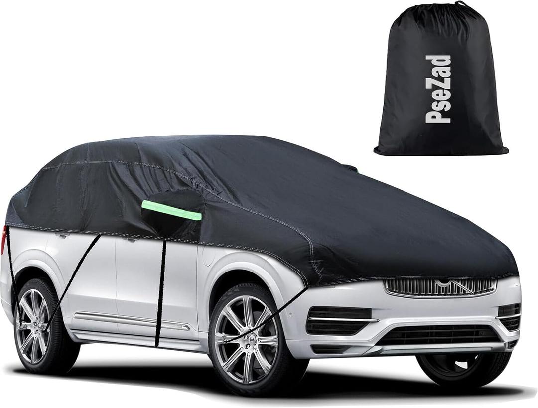 Universal SUV MPVHalf Car Cover Waterproof All Weather, Hail Protector Car Body Covers Outdoor Indoor for All Season Windproof Dustproof UV Resistant Snowproof Protect Your Windshield and Roof