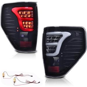 GRAND ORANGE Full LED Tail Light Assembly Rear Lights Assembly Compatible with Ford F150 2009-2014 Brake Parking Lamps Driver & Passenger Side w/Wiring Harness Smoke lens Black Housing