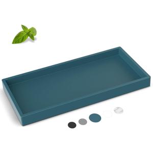 Silicone Vanity Tray - Thickened, Shatterproof Rectangle for Bathroom Counter - Large 10.6 * 5.1 in (Sapphire Blue)