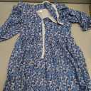 Aoiviss Girls Pioneer Costume Floral Colonial Prairie Dress for Little Kids with Apron and Bonnet (Blue), Size 5