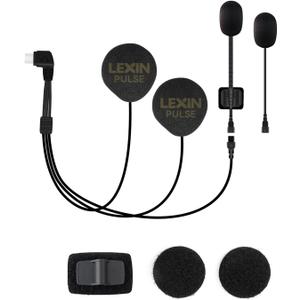 LEXIN Pulse Motorcycle Helmet Speakers with Boom&Button Mics, 40mm Crystal Clear Loud Speakers with Deep Bass, DSP&CVC Noise Cancellation, Type-C Connector, for B4FM/GTX/G2P/G16/G1/MeshCom/Novus
