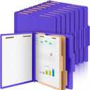 Skyygemm 12 Pcs Classification Folders Letter Size Bulk - 2 Dividers Pressboard File Folder with 3. 5 Inch Expansion, 2 Prongs Fastener, Heavy Duty Office File Organizer for Teacher Medical (Purple)