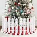 Christmas Tree Fence, White Picket Fence for Toddler Cat Dog Pet Safety, Decorative Fence Around Artificial Real Xmas Trees Indoor, Freestanding Barrier, Plastic PVC Heavy Duty, Circle Diameter 55" (28 PCS)