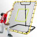 Baseball Rebounder Net - 4x4.5FT Baseball Pitchback Net for Pitching and Fielding Training, Angle Adjust Bounce Back Net