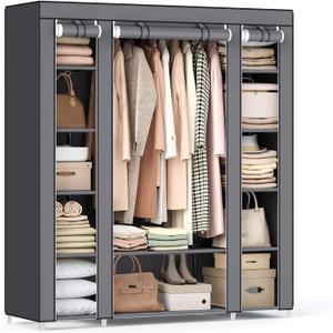 SONGMICS Closet Wardrobe, Portable Closet, Clothes Storage Organizer, 59"L x 17.7"W x 69"H