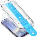 BAZO for Samsung Galaxy S24 Screen Protector, 2 Pack [Auto Dust-Remove] [Fingerprint Unlock] [9H Tempered Glass] Easy to Install Scratch Resistant Bubble-Free HD Clear Screen Protector for S24
