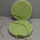 Outdoor Diameter 12 Inch Round Bistro Chair Cushion, Waterproof & Fade-Resistant Circular Seat Pad with Ties for Patio FurnitureSet of 2, Green